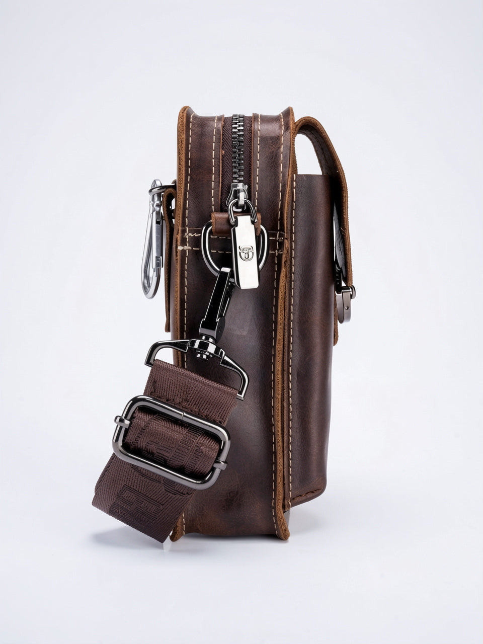 Sacoche Bandoulière Homme en Cuir Résistante Compacte Réglable - 4