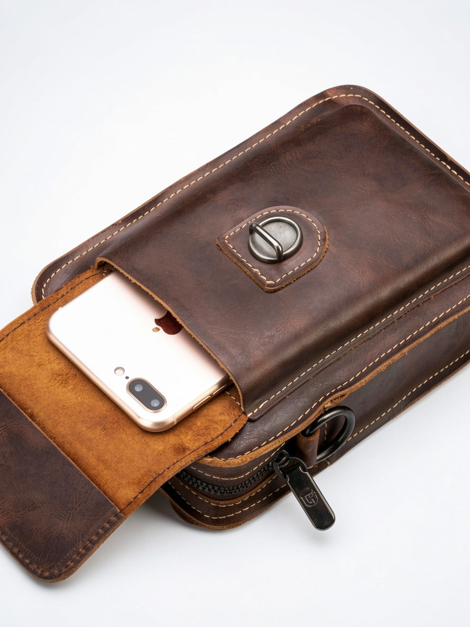 Sacoche Bandoulière Homme en Cuir Résistante Compacte Réglable - 6