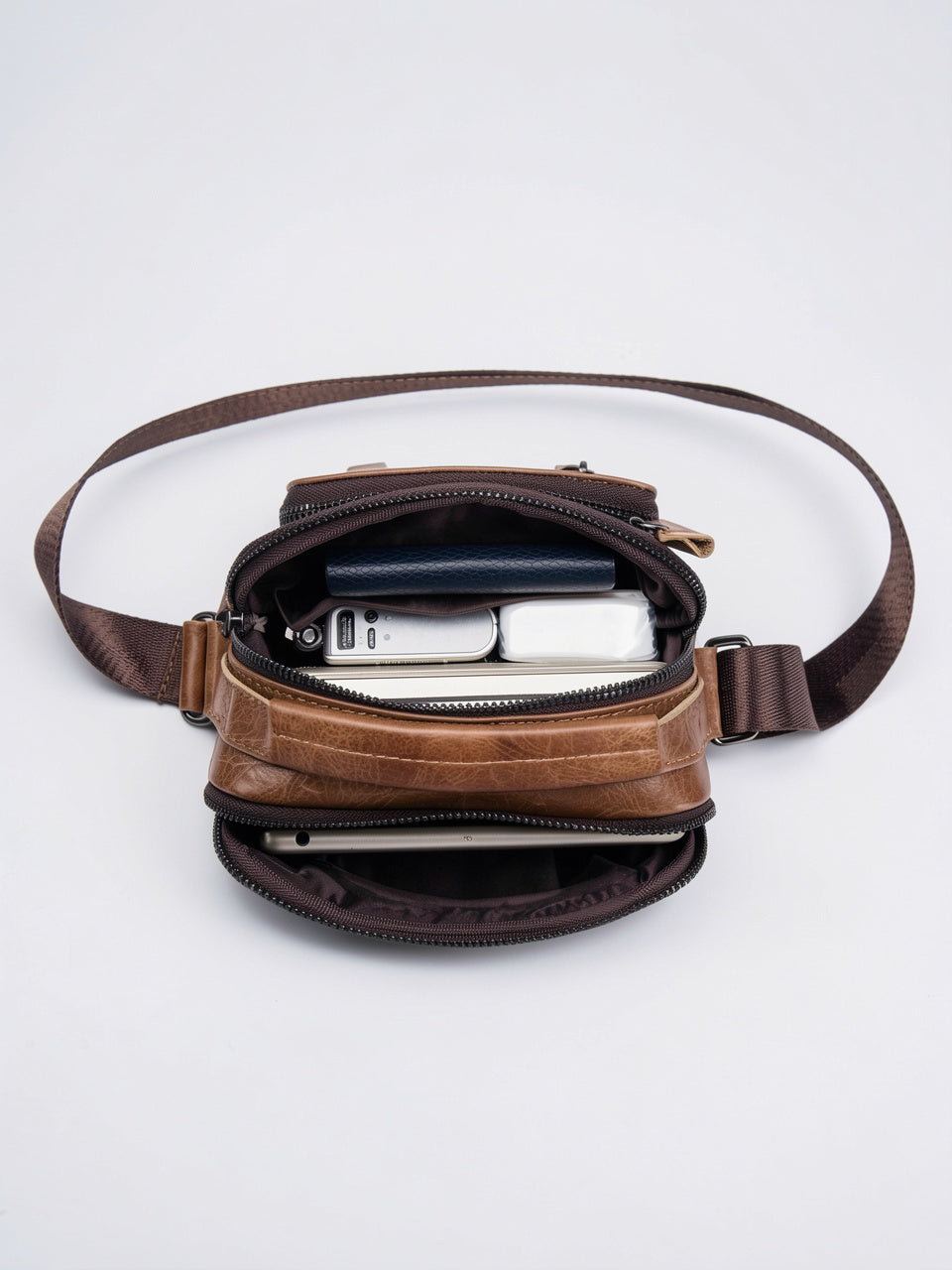 Sacoche Bandoulière Homme en Simili Cuir Pratique Zippée - 8