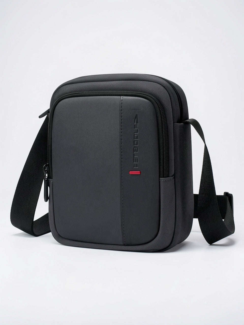 Sacoche Bandoulière Homme en Tissu Urbaine Hydrofuge Compacte - Gris 21cm x 16cm x 6cm