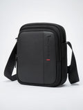 Sacoche Bandoulière Homme en Tissu Urbaine Hydrofuge Compacte - Noir 21cm x 16cm x 6cm