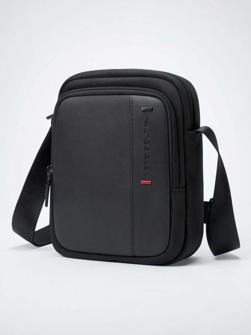Sacoche Bandoulière Homme en Tissu Urbaine Hydrofuge Compacte - Noir 21cm x 16cm x 6cm