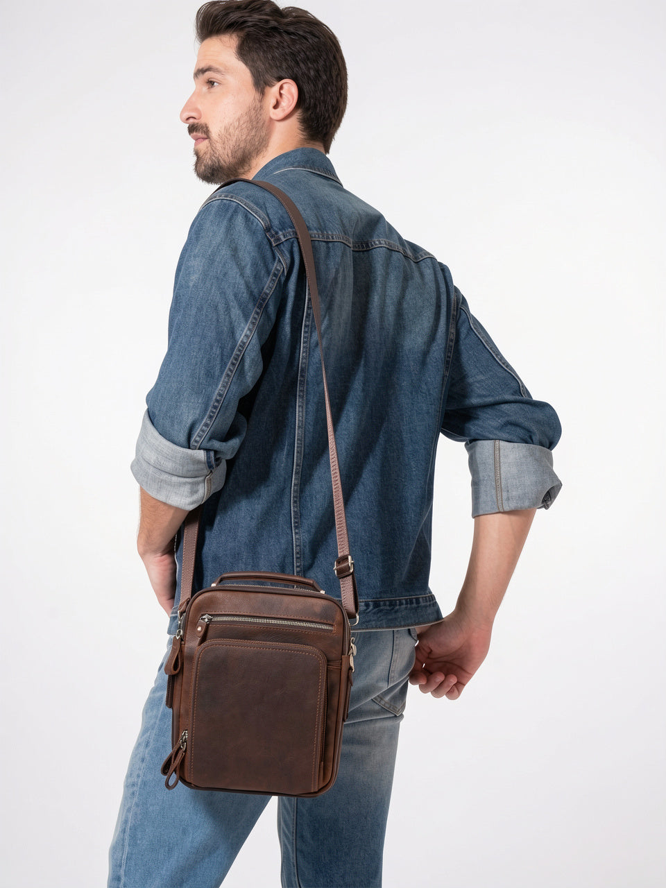 Sacoche Bandoulière Homme Haut de Gamme Cuir Zippée - 2