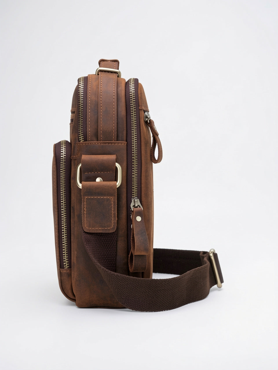 Sacoche Bandoulière Homme Haut de Gamme Cuir Zippée - 3