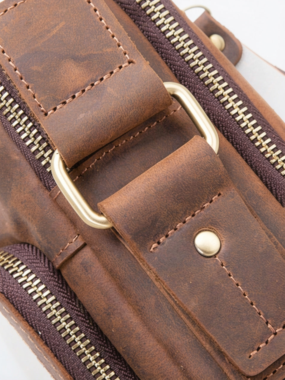 Sacoche Bandoulière Homme Haut de Gamme Cuir Zippée - 5