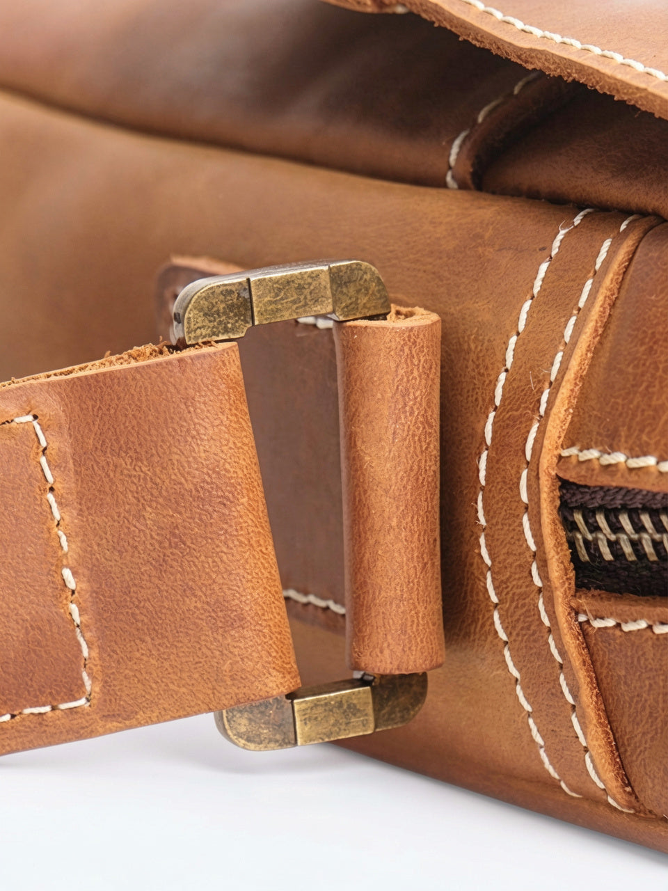 Sacoche Bandoulière Homme Rabat Véritable Cuir Compacte Zippée - 5