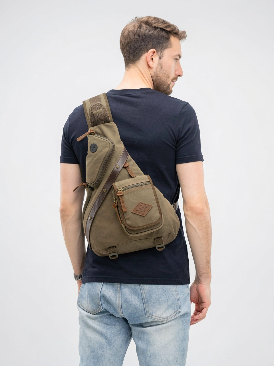 Sacoche Bandoulière Homme Randonnée Fonctionnelle Robuste Zippée Nylon - 2