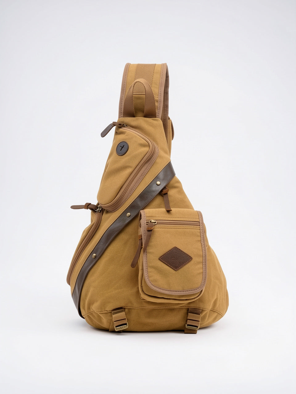 Sacoche Bandoulière Homme Randonnée Fonctionnelle Robuste Zippée Nylon - Sable