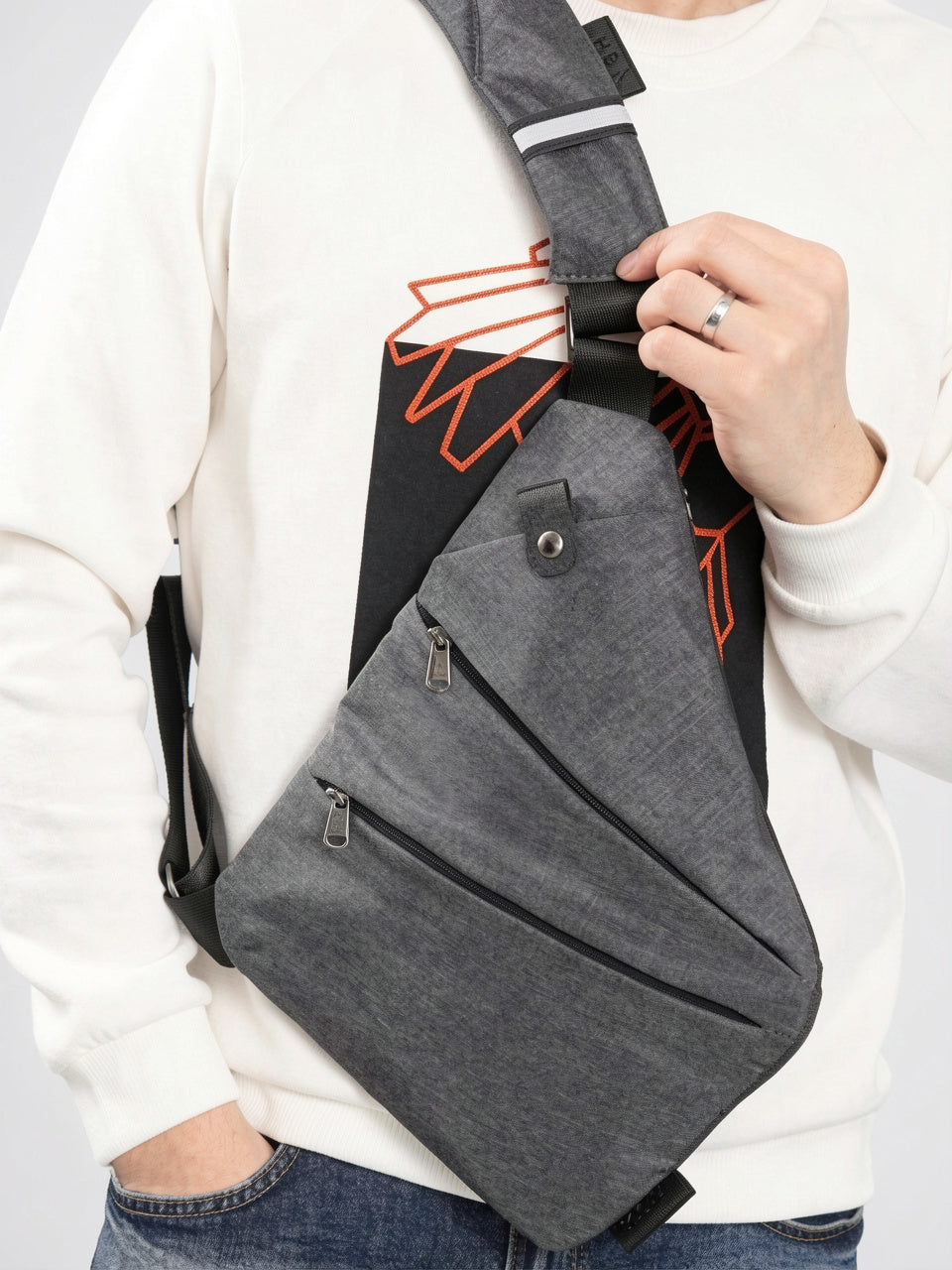 Sacoche Bandoulière Homme Tissu Légère Moderne Pratique Sling - 2