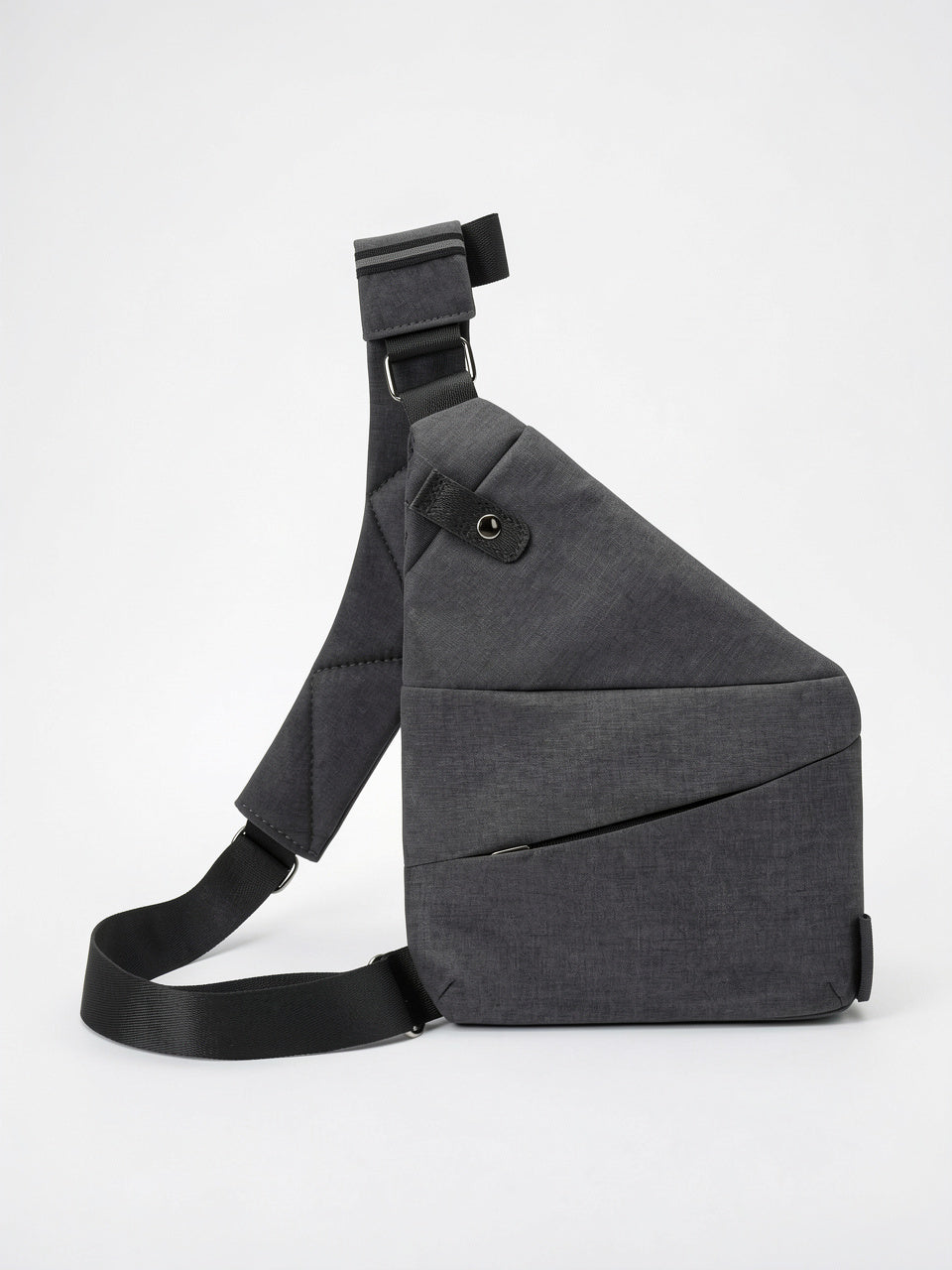 Sacoche Bandoulière Homme Tissu Légère Moderne Pratique Sling - Tissu Gris 23cm x 31cm x 2cm - Gauche
