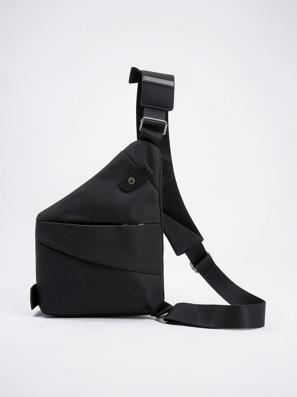 Sacoche Bandoulière Homme Tissu Légère Moderne Pratique Sling - Tissu Noir 23cm x 31cm x 2cm - Droit