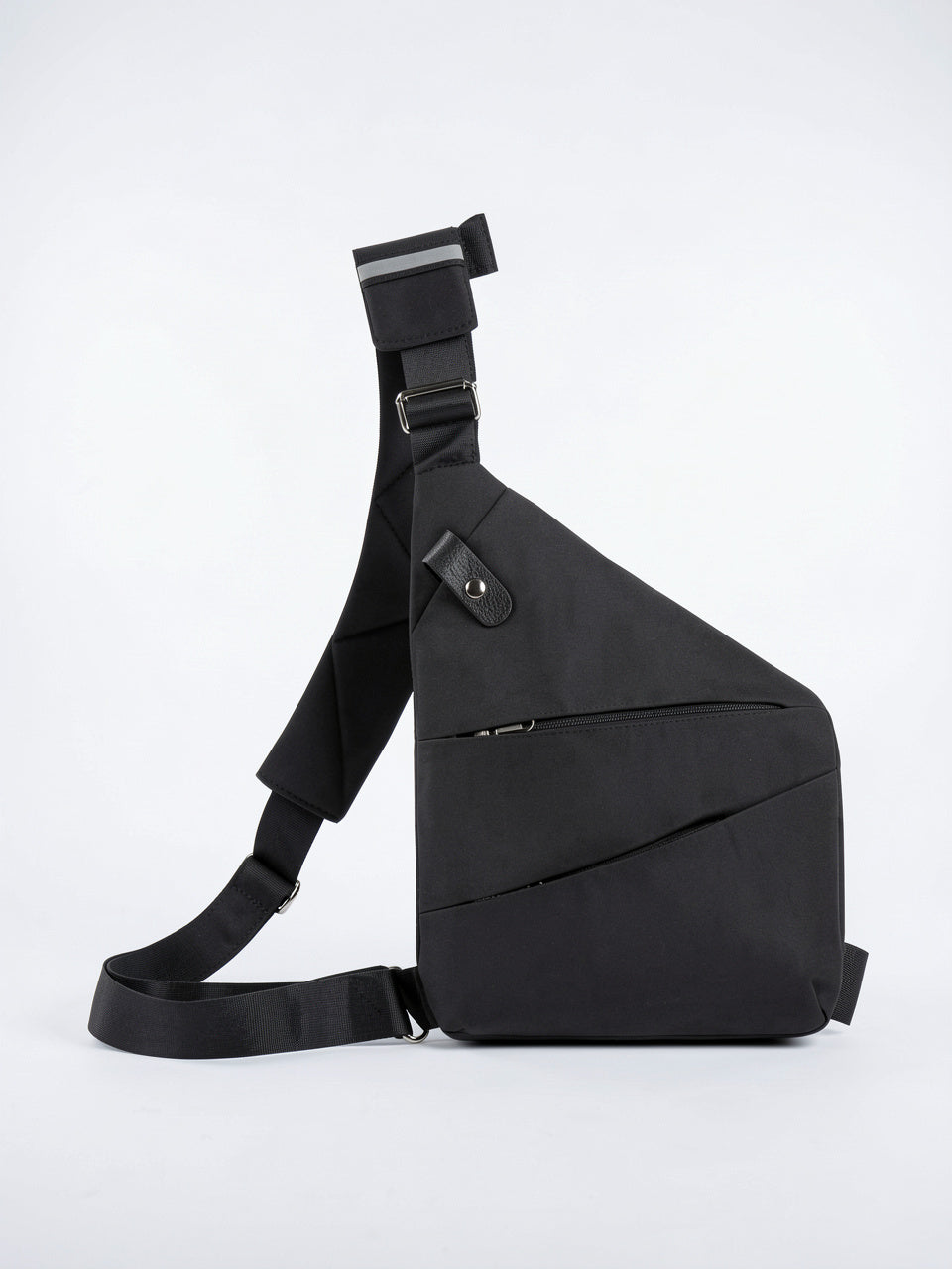 Sacoche Bandoulière Homme Tissu Légère Moderne Pratique Sling - Tissu Noir 23cm x 31cm x 2cm - Gauche