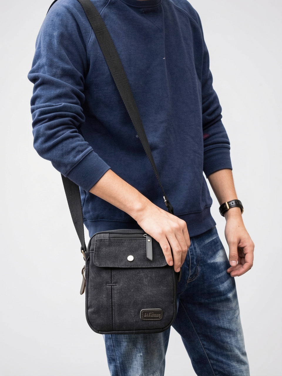 Sacoche Bandoulière Homme Toile Petit Budget Résistante Pratique - 2