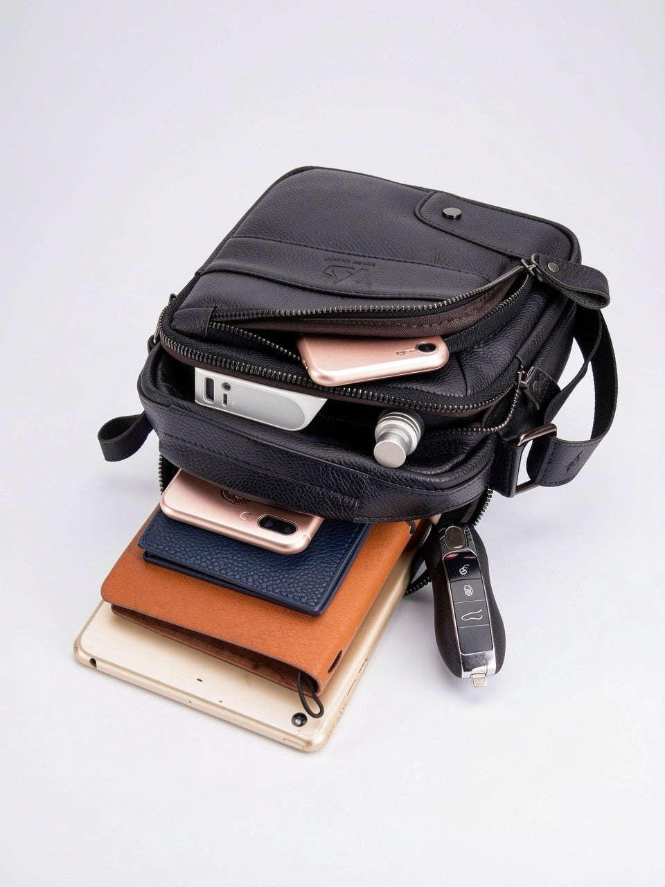 Sacoche Bandoulière Homme Vintage Cuir Poches Tablettes - 6