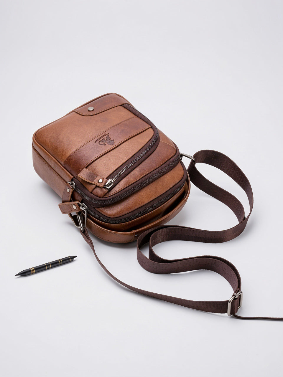 Sacoche Bandoulière Homme Vintage Cuir Poches Tablettes - 7