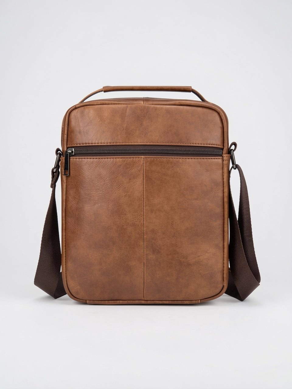 Sacoche Bandoulière Homme Zippée Poignée en Véritable Cuir - 4