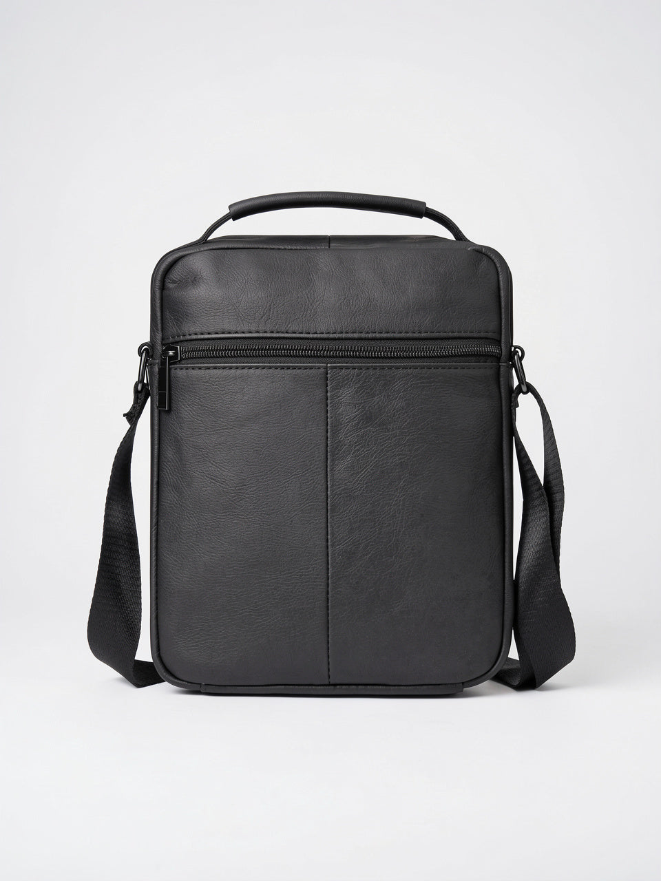 Sacoche Bandoulière Homme Zippée Poignée en Véritable Cuir - 8