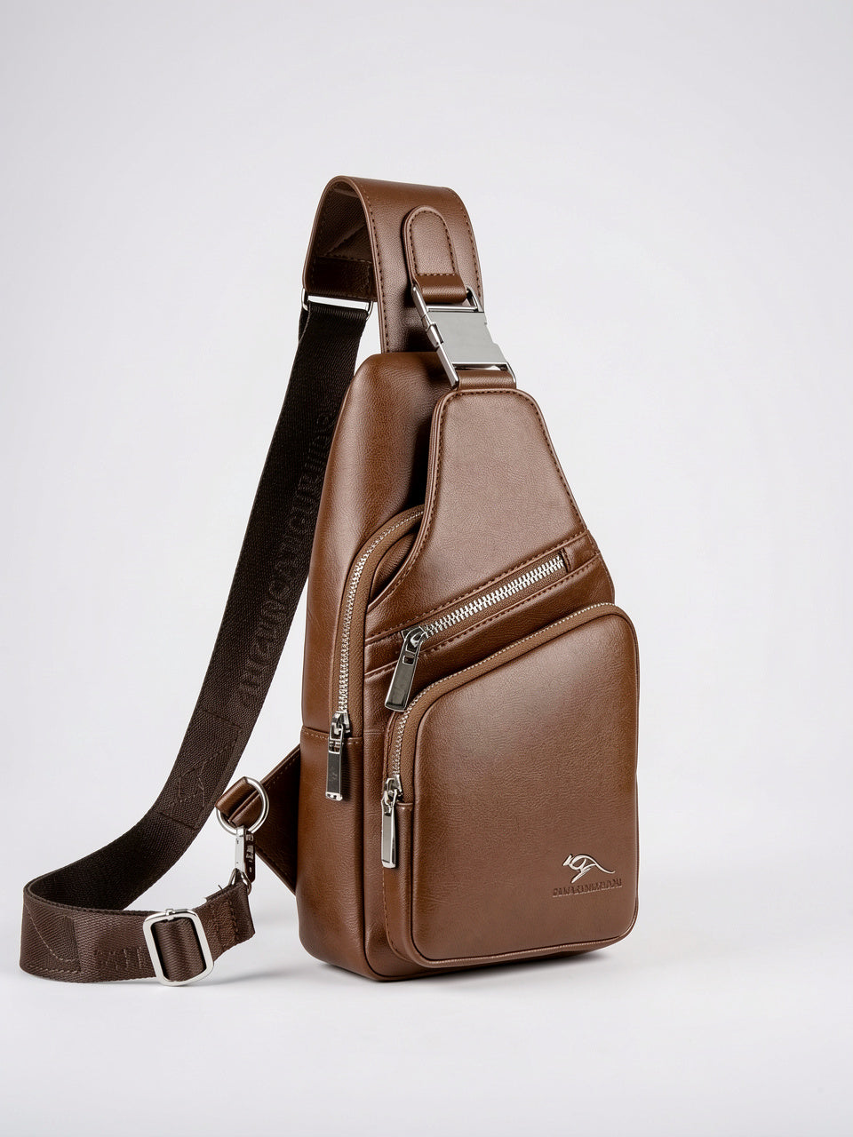 Sacoche Bandoulière Raffinée Homme Cuir Imperméable - Marron S  18x32cm