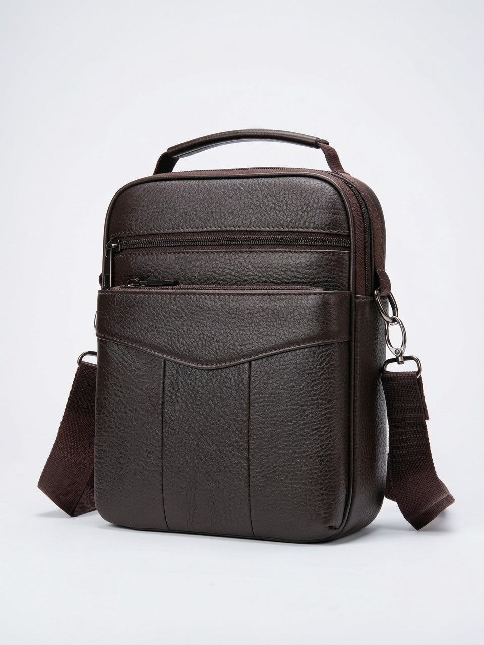 Sacoche Bandoulière Travail Élégante pour le Homme Cuir - Marron Foncé 19cm x 25cm x 6cm