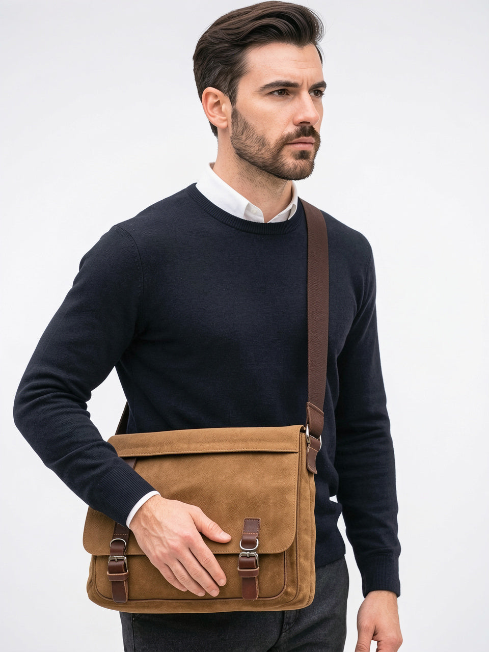 Sacoche Canvas Homme Laptop Bandoulière Poches Quotidien Travail - 9