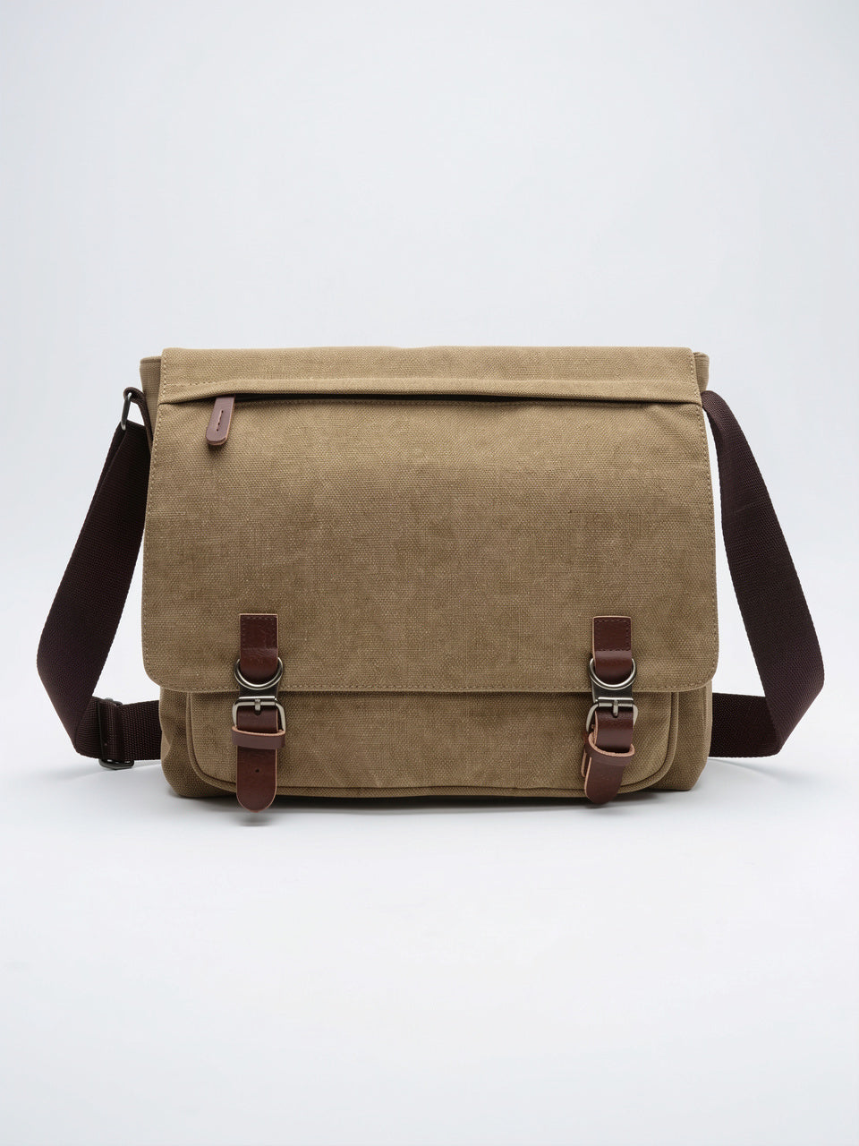 Sacoche Canvas Homme Laptop Bandoulière Poches Quotidien Travail - Camel