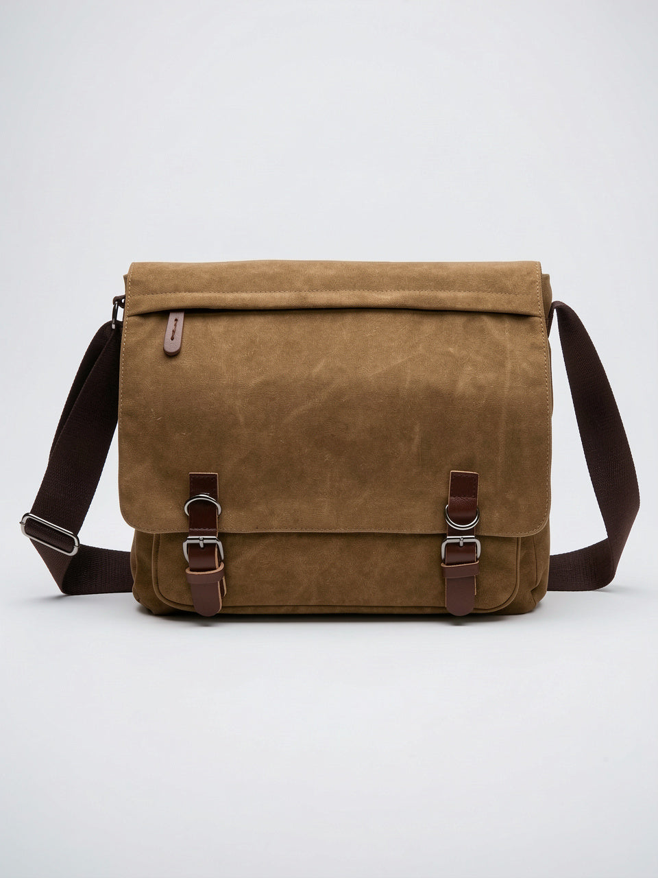 Sacoche Canvas Homme Laptop Bandoulière Poches Quotidien Travail - Marron