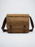 Sacoche Canvas Homme Laptop Bandoulière Poches Quotidien Travail - Marron