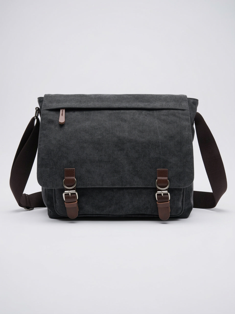 Sacoche Canvas Homme Laptop Bandoulière Poches Quotidien Travail - Noir