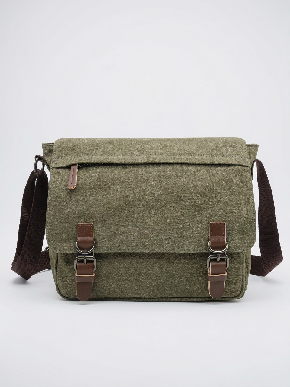 Sacoche Canvas Homme Laptop Bandoulière Poches Quotidien Travail - Vert