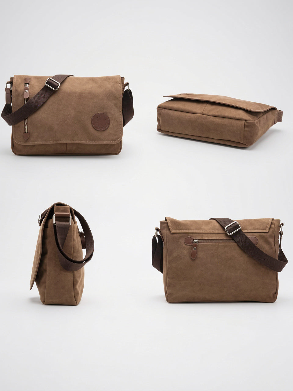 Sacoche Canvas Homme Vintage Quotidien Rabat Zippée Bandoulière - 10