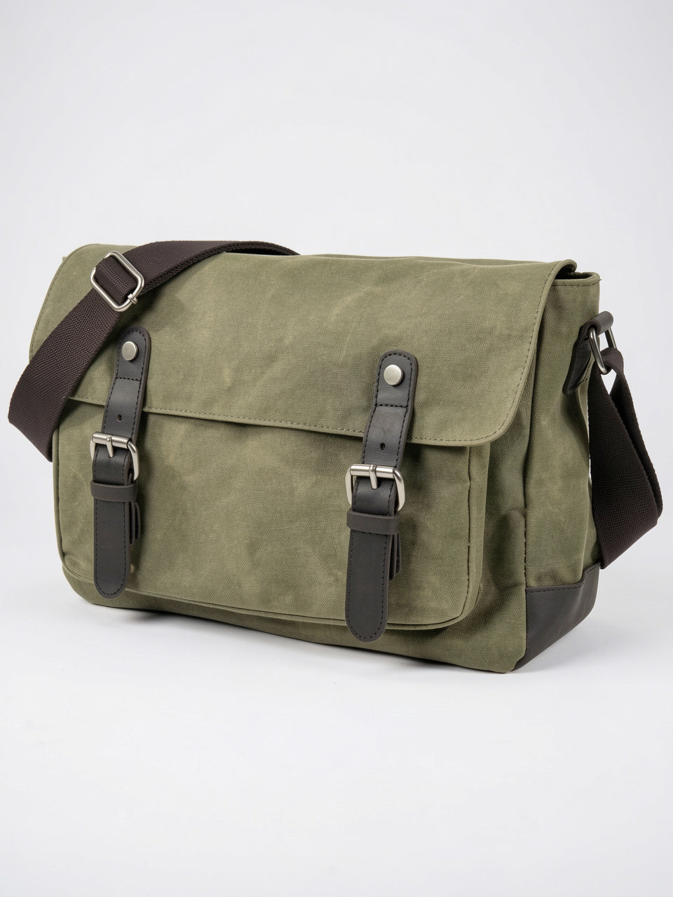 Sacoche Canvas Homme Vintage Travail Rabat Sangles Cuir - 1