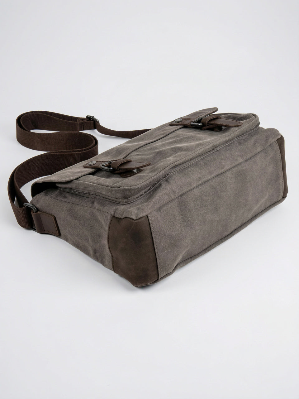 Sacoche Canvas Homme Vintage Travail Rabat Sangles Cuir - 11