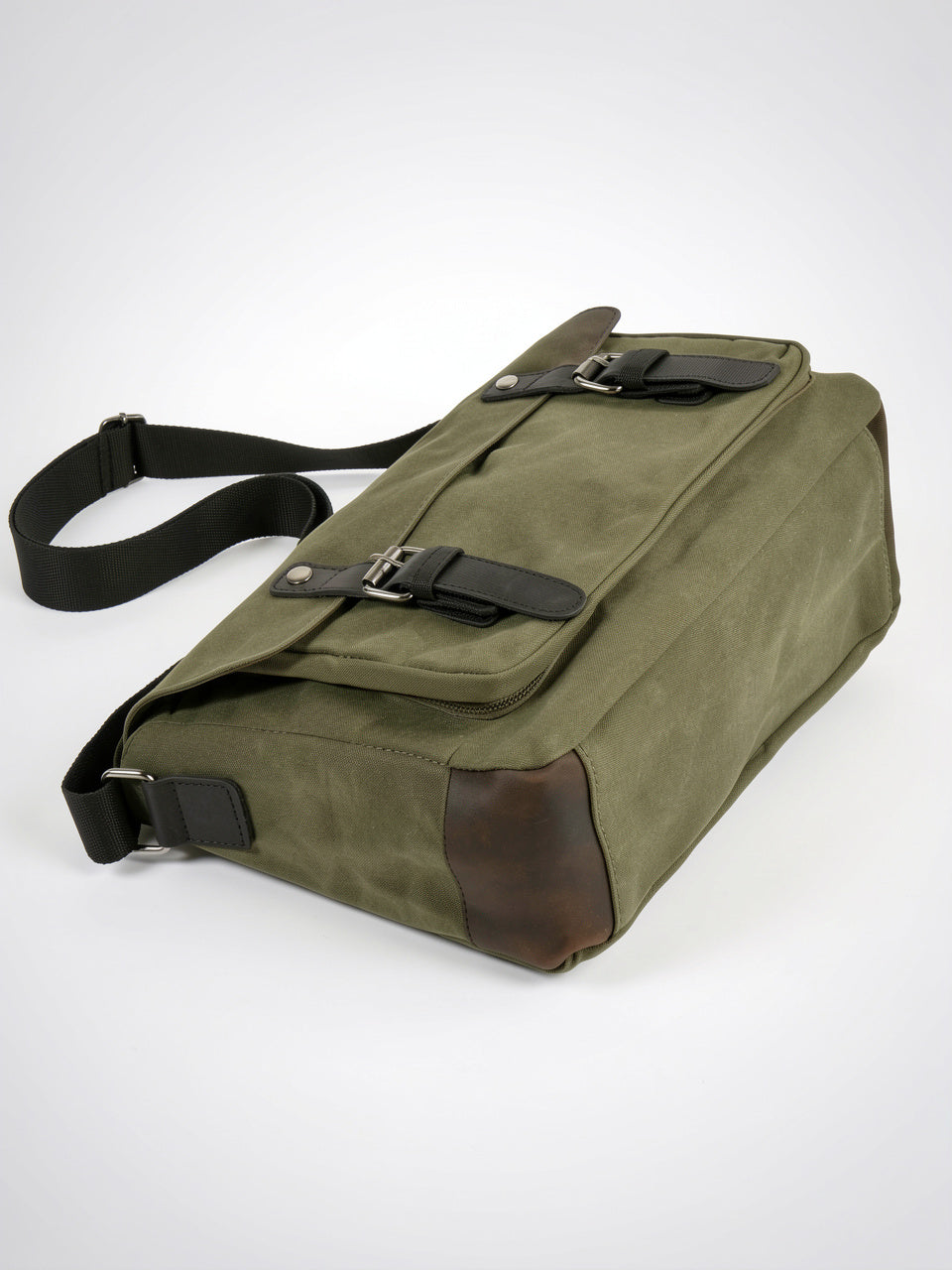 Sacoche Canvas Homme Vintage Travail Rabat Sangles Cuir - 4