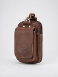 Sacoche Ceinture Cuir Homme Poche Téléphone - Marron foncé