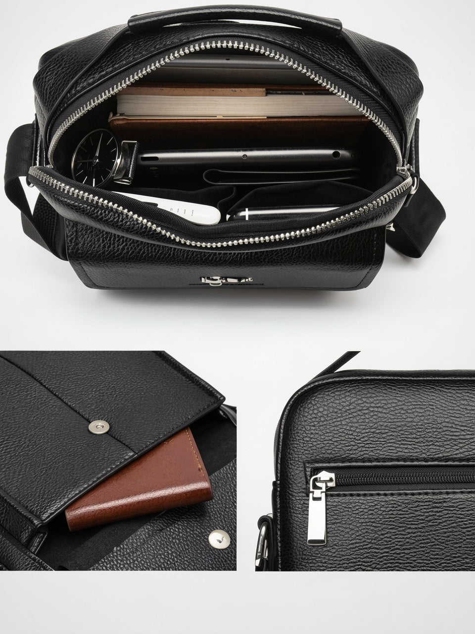 Sacoche en Cuir Bandoulière Spacieuse Zippée Pochette - 4