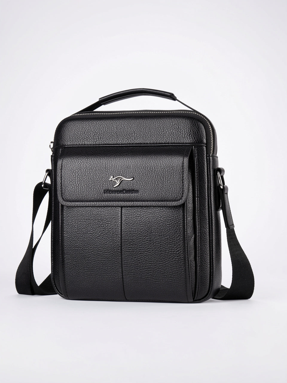 Sacoche en Cuir Bandoulière Spacieuse Zippée Pochette - Noir