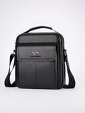 Sacoche en Cuir Bandoulière Spacieuse Zippée Pochette - Noir