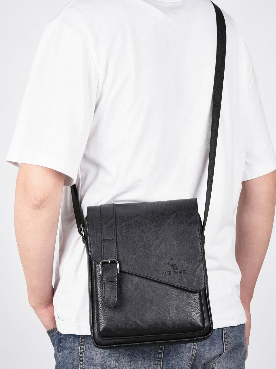 Sacoche en simili cuir rétro style bandoulière poches - 9