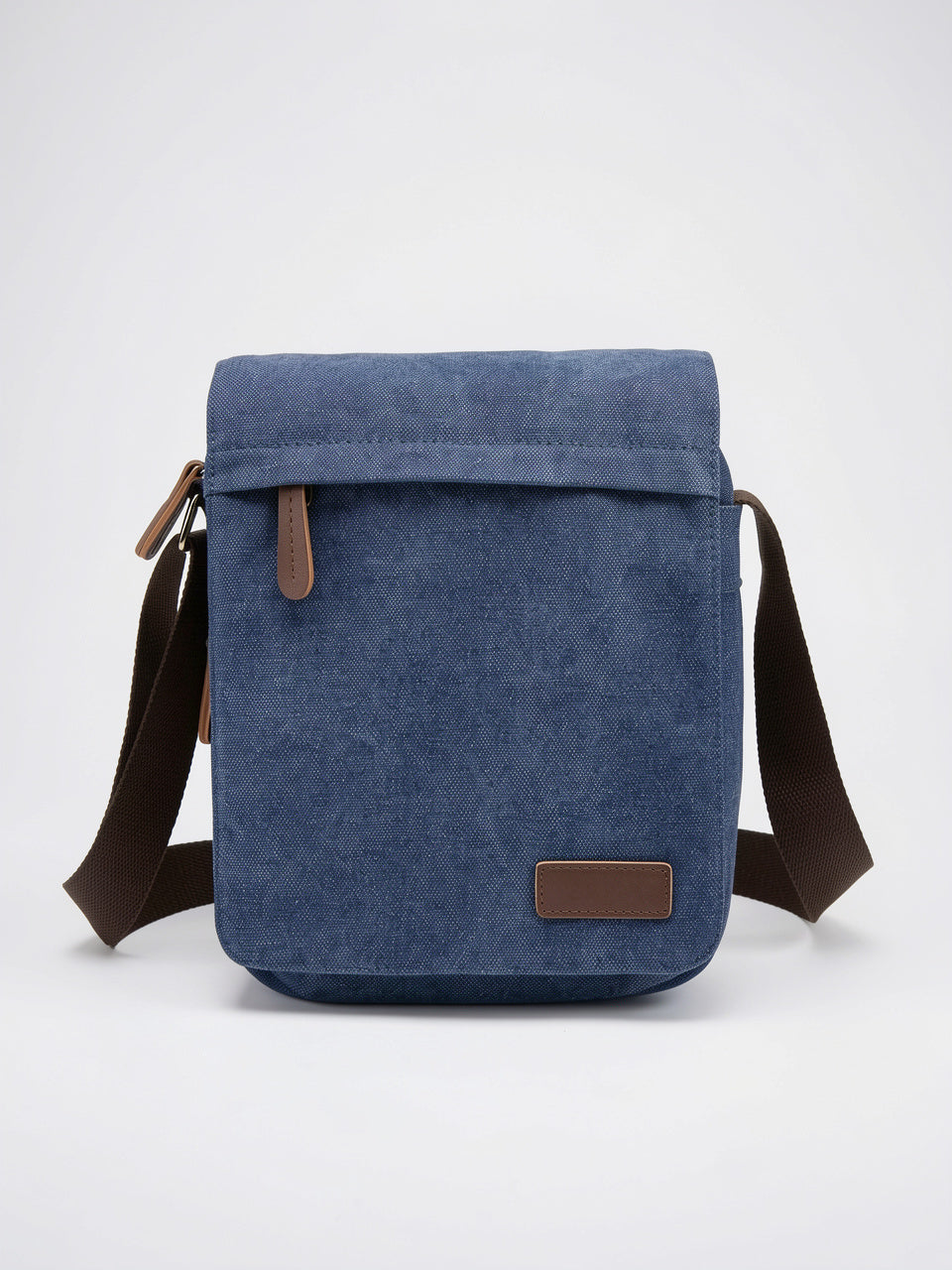 Sacoche Épaule Canvas Bandoulière Sangle Réglable Rabat Homme - Bleu Marine