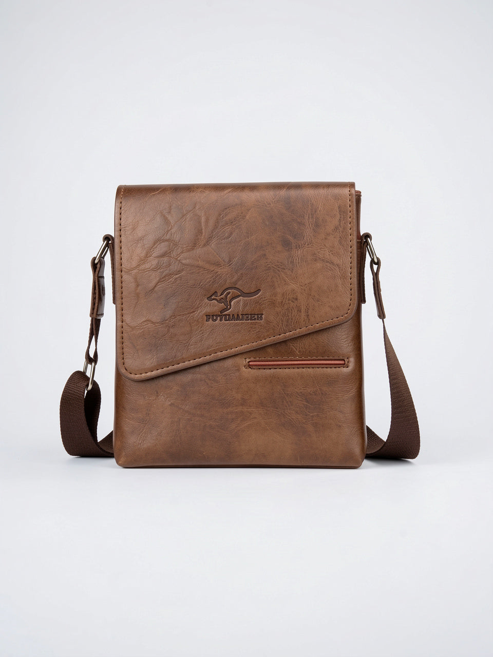 Sacoche Homme Bandoulière Cuir Poche Téléphone - Marron