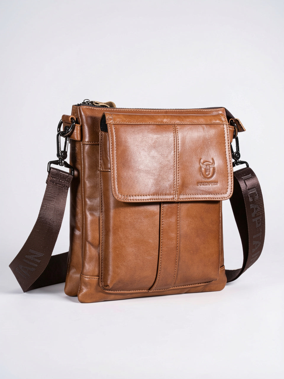 Sacoche Homme Cuir Spacieuse et Élégante Bandoulière Croisée - Marron