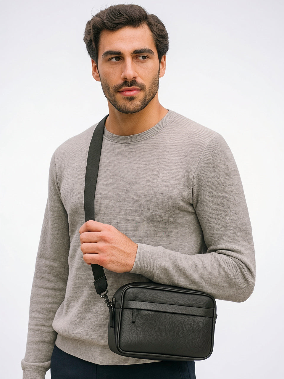 Sacoche Homme Rectangulaire Bandoulière Cuir Travail - 2