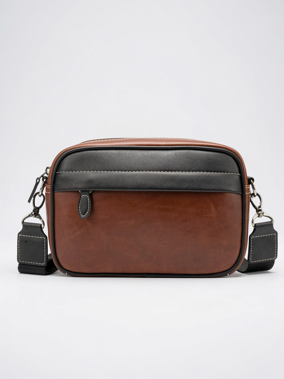Sacoche Homme Rectangulaire Bandoulière Cuir Travail - Marron