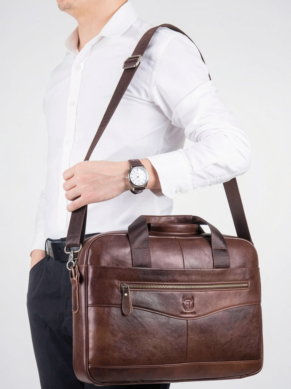 Sacoche Homme Travail Cuir Imperméable Ordinateur - 2