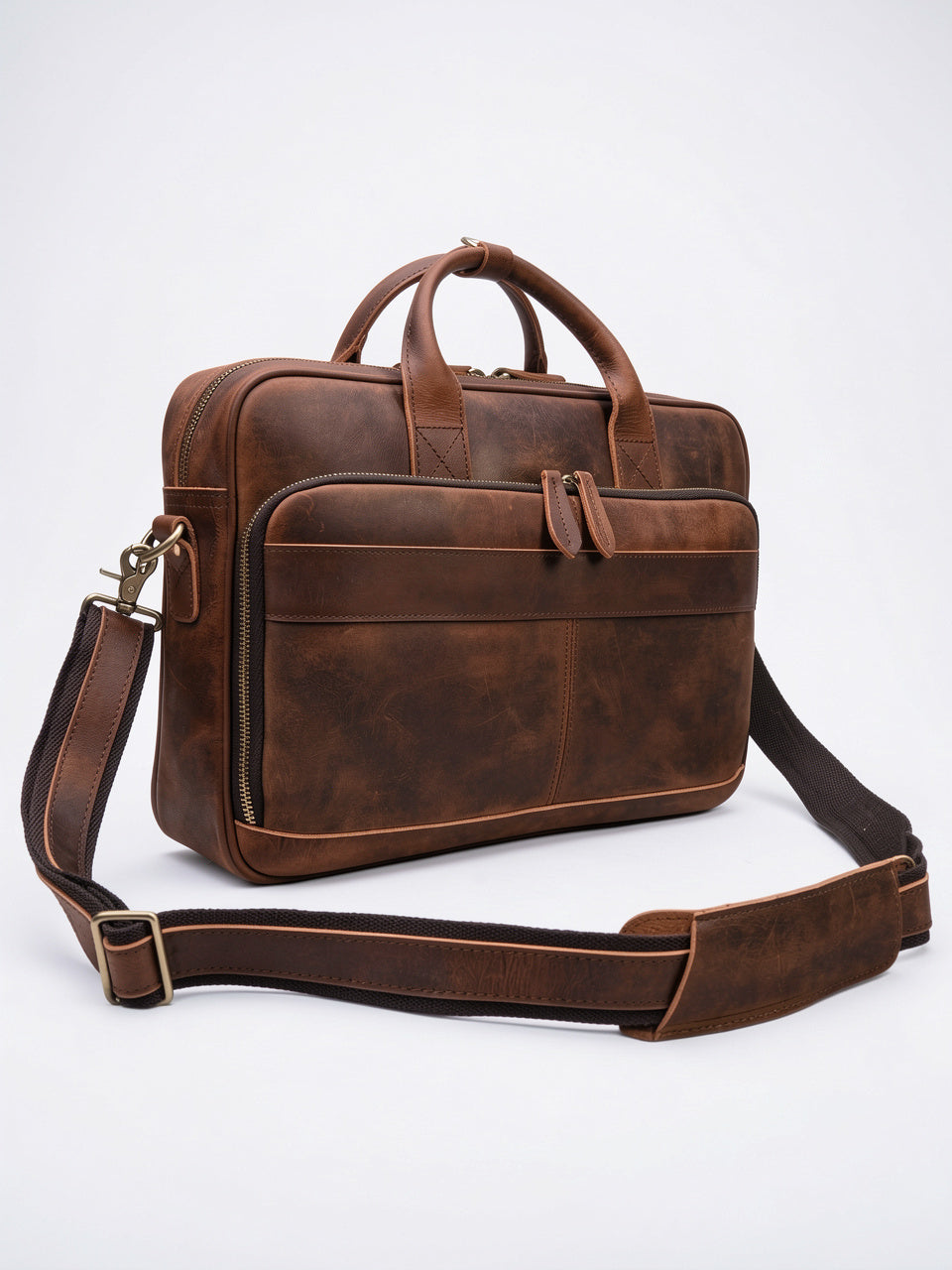 Sacoche Ordinateur Homme Cuir Fleur Pleine 17 Pouces - 6