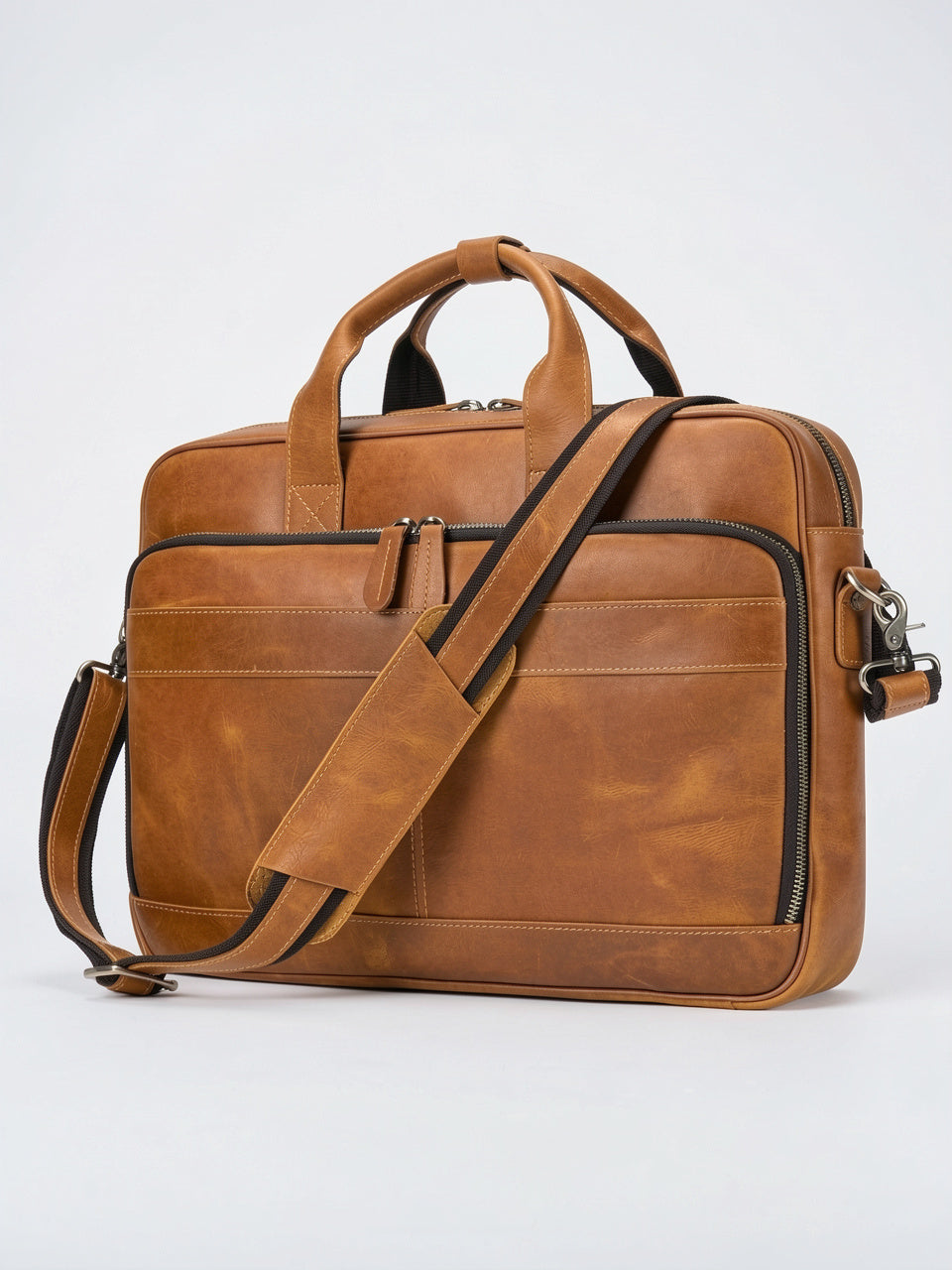 Sacoche Ordinateur Homme Cuir Fleur Pleine 17 Pouces - 7