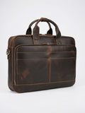 Sacoche Ordinateur Homme Cuir Fleur Pleine 17 Pouces - Marron Foncé 44cm x 32cm x 10cm