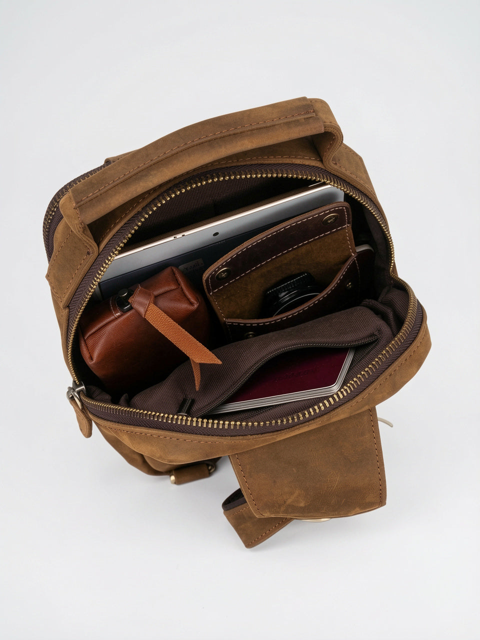 Sacoche Poitrine Bandoulière Homme Cuir Portée Zippée Compacte - 11