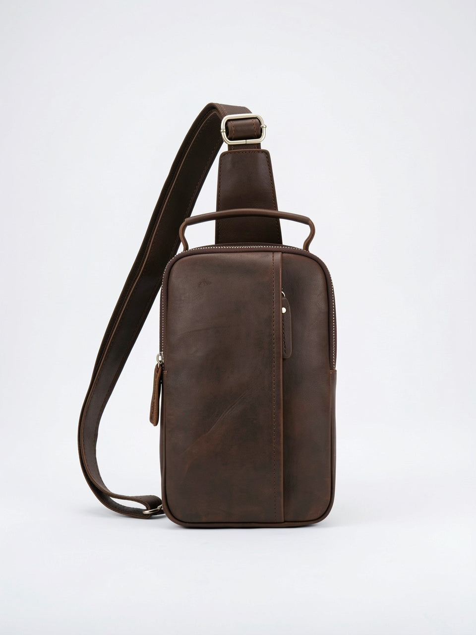 Sacoche Poitrine Bandoulière Homme Cuir Portée Zippée Compacte - 4
