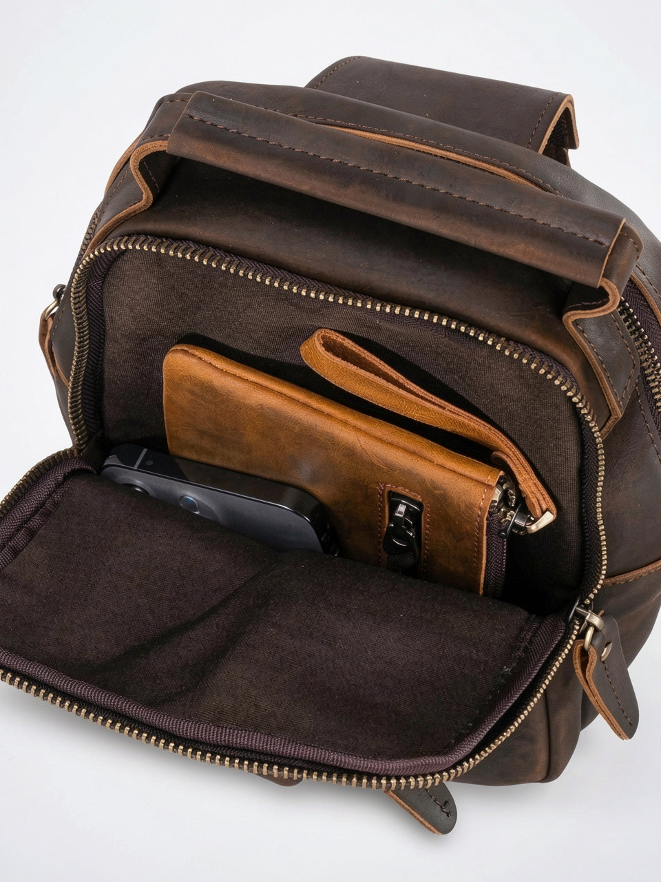 Sacoche Poitrine Bandoulière Homme Cuir Portée Zippée Compacte - 8